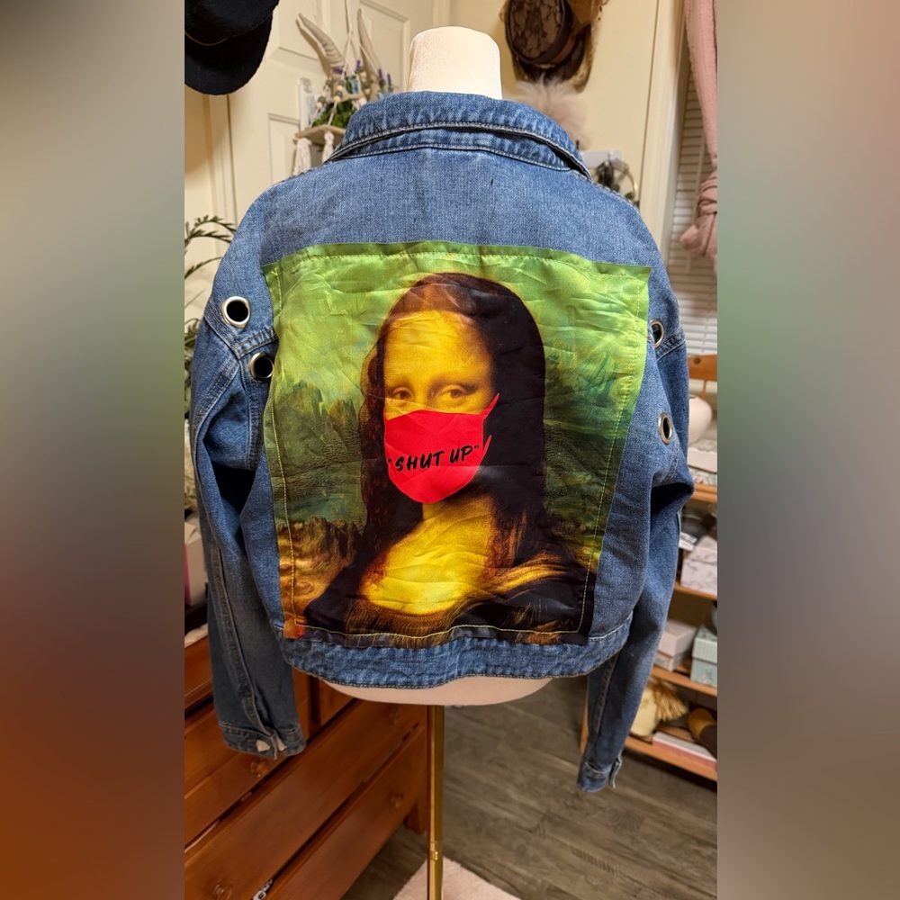 Denim Jacket with Graphic Text NWT by fashion nova - Picture 8 of 15